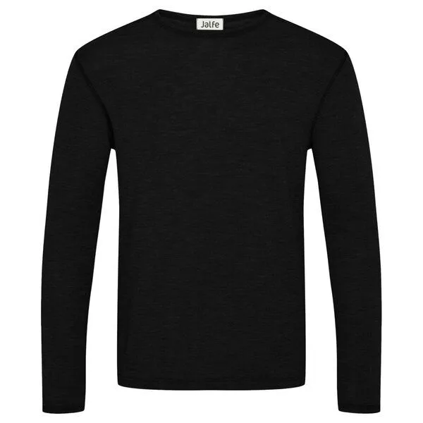 Jalfe Jalfe Herren-Longsleeve Wolle melange, Black (schwarz), – Produktbild 1 von 1
