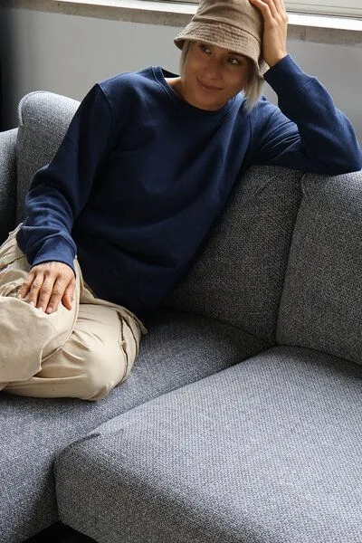 Kultgut Kultgut NEW Recycling Generation - Vegan Sweatshirt / Kuschelig weich, Dunkelblaumeliert, – Produktbild 2 von 4