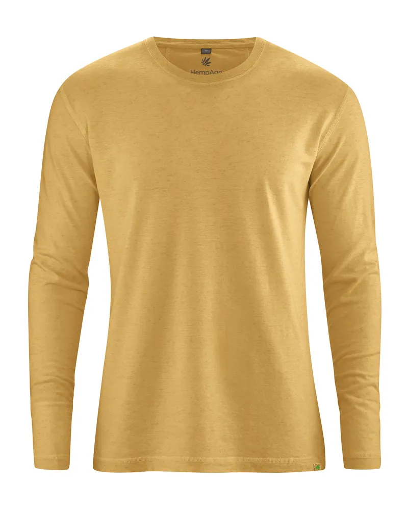 HempAge Hempage Herren vegan Langarmshirt Basic Dijon Gelb, Gelb, – Produktbild 1 von 2