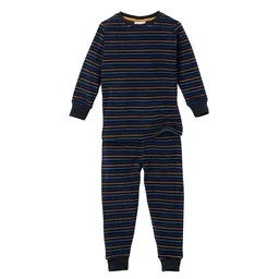 People Wear Organic People Wear Organic Frottée Pyjama, dunkelblau geringelt, Bio-Baumwolle – Produktbild 1 von 1