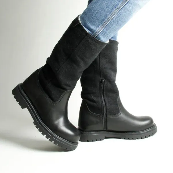 Grand Step Shoes Grand Step Shoes Damen Stiefel pflanzlich gegerbtes Leder/Hanf, Schwarz, – Produktbild 3 von 6