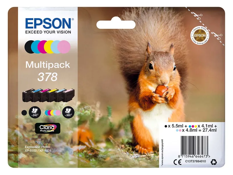 Epson Epson 6er Set Tintenpatronen 378 schwarz, cyan, magenta, gelb, light-cyan, light-magenta – Produktbild 1 von 2
