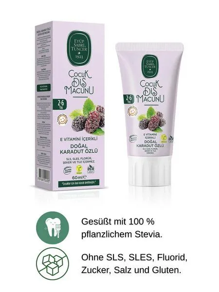 Eyüp Sabri Tuncer Eyüp Sabri Tuncer Kinderzahnpasta mit Schwarzer Maulbeere – Vegan, Natürlich, Fluoridfrei & Zuckerfrei – Produktbild 3 von 4