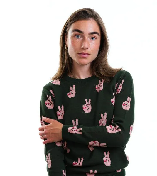Gary Mash GARY MASH Pullover Lamona aus feinem Jacquardstrick, Peace (grün), – Produktbild 2 von 4