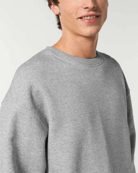 YTWOO YTWOO Lässiges Sweatshirt in Bio-Qualität, Pullover, Sweater, Unisex, Hellgrau meliert, – Produktbild 4 von 4
