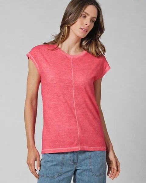 HempAge HempAge Ärmelloses Damen-Shirt mit Wascheffekt Hanf/Biobaumwolle, Magnolia (rot), – Produktbild 2 von 4
