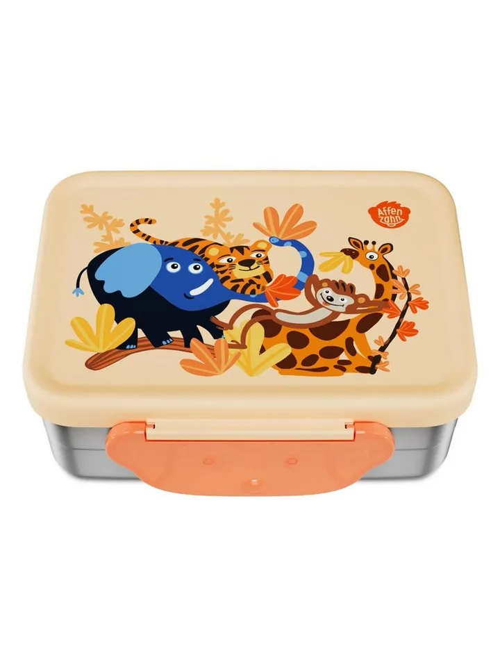Affenzahn Affenzahn Lunchbox Edelstahl Brotdose, Edelstahl, (Edelstahl Brotdose, 2-tlg., 1x Brotdose, 1x Trennfach), spülmaschinengeeignet bis 45 Grad, Handwäsche empfohlen, Orange, – Produktbild 1 von 4