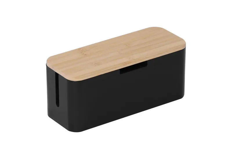 RELAXDAYS RELAXDAYS Kabelbox aus Bambus, Braun|schwarz, – Produktbild 1 von 5