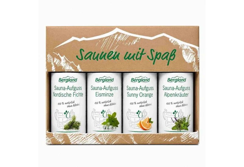 Bergland Bergland Sauna-Aufgussset SAUNEN mit Spaß 4 versch.Sorten Konzentrat – Produktbild 1 von 2
