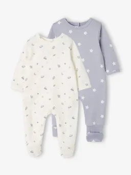 Vertbaudet 2er-Pack Baby Schlafanzüge mit Weltall- und Sternen-Motiven – Produktbild 1 von 1