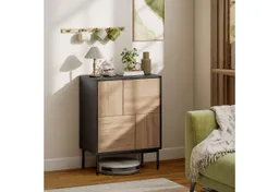 HOMCOM HOMCOM Sideboard Küchenschrank Buffetschrank mit Push-to-Open-Türen, Metallbeinen (Kommode, 1 St., Aufbewahrungsschrank), für Küche, Esszimmer, Wohnzimmer, Schwarz+Naturholz – Produktbild 1 von 1