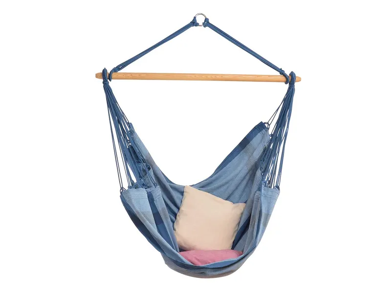 HängemattenGlück HängemattenGlück Hängesessel aus Bio-Baumwolle, handgewebt, GOTS zertifiziert, Sonjo, Saphira blau, – Produktbild 1 von 5