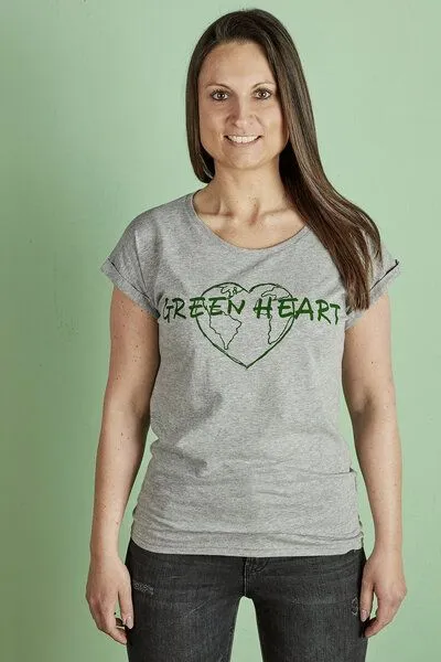 La Gitana La Gitana Sommershirt FLOW mit rolled sleeve Ärmeln, Grau meliert "greenheart", – Produktbild 4 von 4