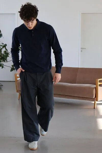Kultgut Kultgut Fühl dich wohl- Weicher Strickpullover mit geknöpftem Kragen /100% Biobaumwolle, Dunkelblau, – Produktbild 3 von 4