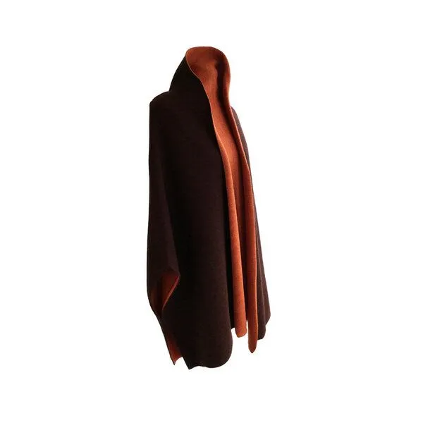 austriandesign.at austriandesign.at MantelCape reversibel aus extrafeiner Merinowolle, Rotbraun/orange, – Produktbild 2 von 3