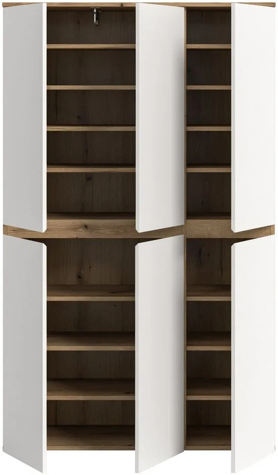 xonox.home Mehrzweckschrank in weiß/Evoke Oak Nachbildung B/H/T ca.: 105 x 175 x 37 cm, Weiß, – Produktbild 4 von 5