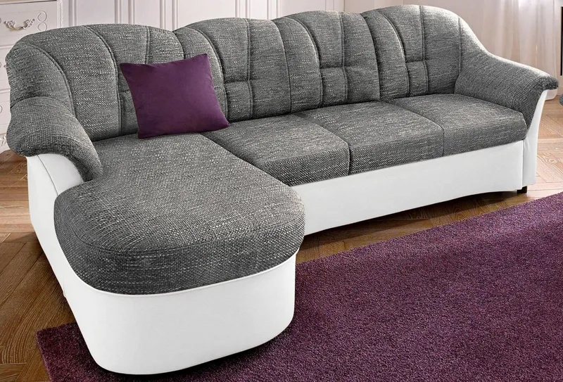 DOMO collection Ecksofa FLORES Schlafsofa, 233x142x86 cm, L-Form, whlw. mit Bettfunktion, whlw. mit Federkern, Grau, – Produktbild 4 von 8