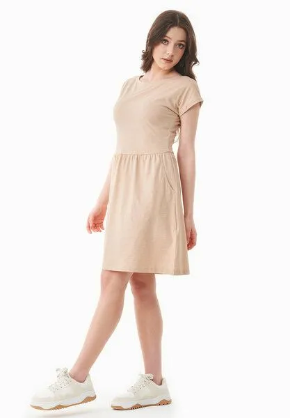 ORGANICATION ORGANICATION Slub-Jersey-Kleid aus Bio-Baumwolle, Soft beige, – Produktbild 3 von 4
