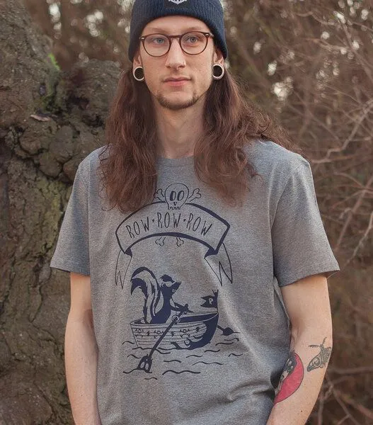 päfjes päfjes Sven Stinktier der Pirat - Männer T-Shirt - Fair Wear - Heather Grey – Produktbild 2 von 3
