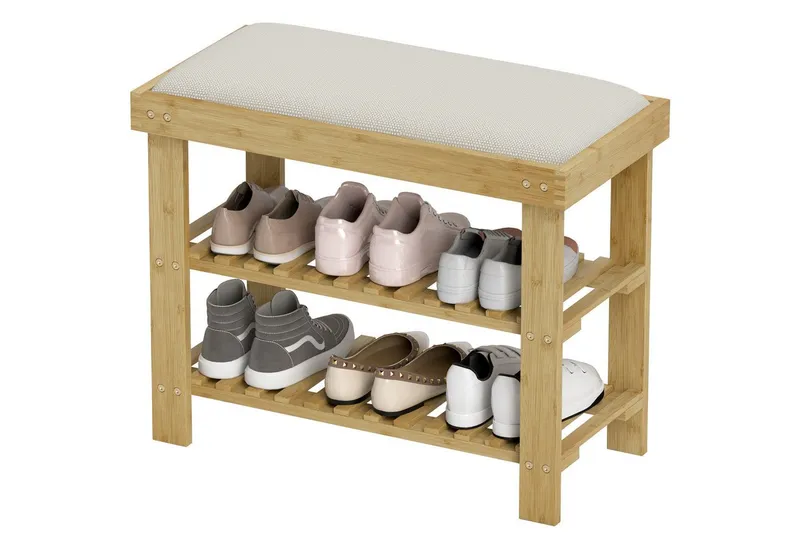 furnicato Schuhbank mit Sitzfläche, Bambus Sitzbank mit Stauraum, 2 o (1-St), Braun, – Produktbild 1 von 5