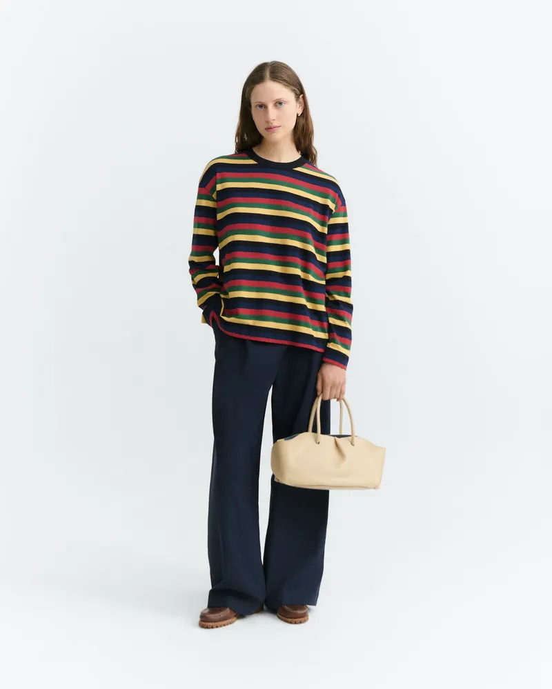 thinking mu thinking mu Damen vegan Langarmshirt Emily R Mehrfarbig Gestreift, Extra dunkelblau, – Produktbild 1 von 2