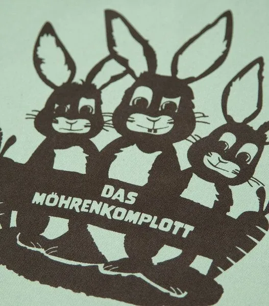 päfjes päfjes Feste Baumwolltasche /Bio - Hasen/Möhrenkomplott, Mint, – Produktbild 2 von 2