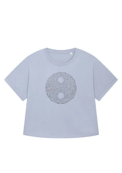 Life-Tree Life-Tree Organic Fairwear Oversize Fit Shirt Women "YinYang", Hellblau, – Produktbild 4 von 5