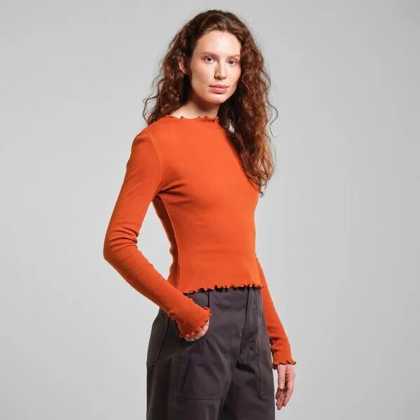 Dedicated DEDICATED Langarmshirt Ryd Rib - Cinnamon Orange – Produktbild 2 von 3