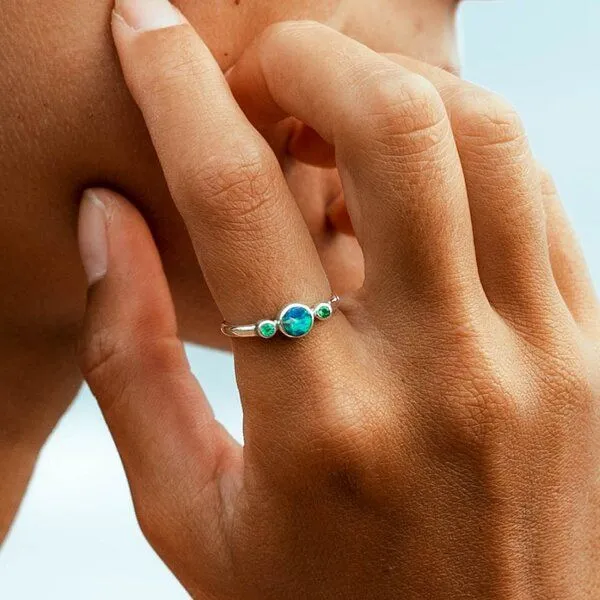 Spirit of Island Spirit of Island Silber Ring "Opal Universe" | Opal & Smaragd – Produktbild 2 von 7