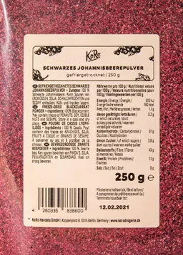 KoRo Gefriergetrocknetes schwarzes Johannisbeerpulver 250 g – Produktbild 1 von 1