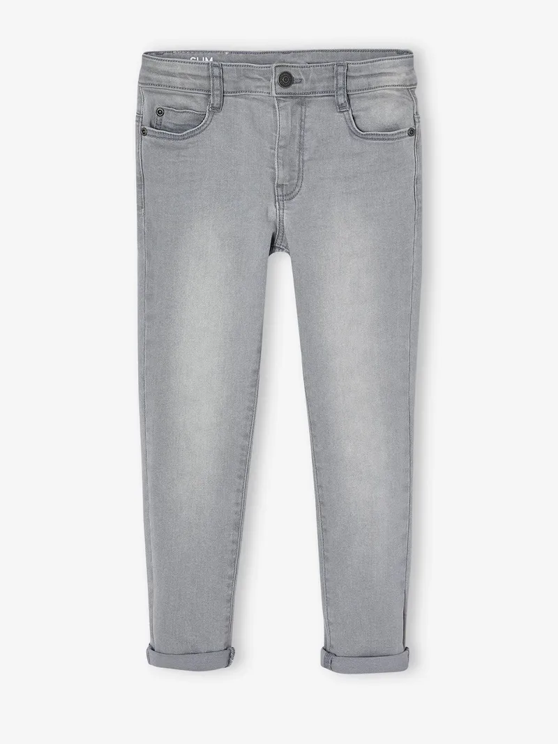 Vertbaudet Vertbaudet Jungen Slim-Fit-Jeans Hüftweite REGULAR Bundweite verstellbar er denim, Grauer denim, – Produktbild 2 von 2
