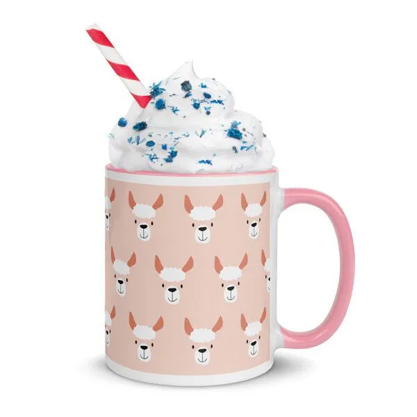 PepMelon PepMelon Lama Tasse mit Farbe innen, Be Llamazing, lustige Lama Weihnachtstasse, Rosa, – Produktbild 4 von 4