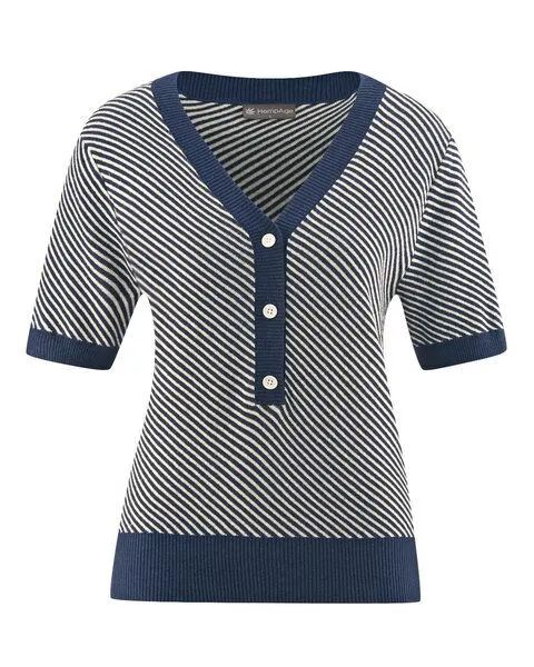 HempAge HempAge Damen Halbarmpullover Hanf/Biobaumwolle, Navy(blau), – Produktbild 1 von 4