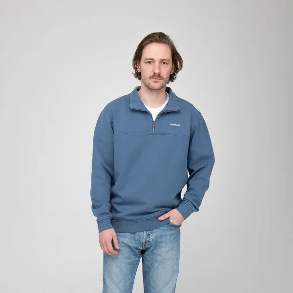 SALZWASSER Knut – Half-Zip Sweater (Unisex) aus 100% Bio-Baumwolle (GOTS) von SALZWASSER, Indigo (blau), – Produktbild 3 von 4