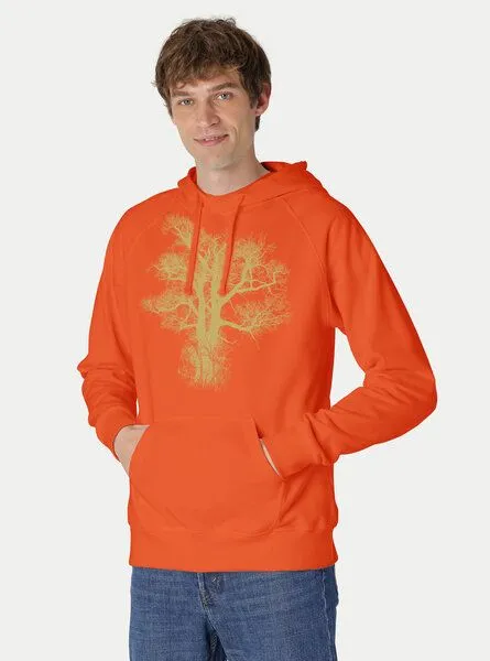 Peaces.bio - handbedruckte Biomode Peaces.bio - handbedruckte Biomode Bio-Herren-Kapuzensweater Chestnut, Orange, – Produktbild 1 von 3