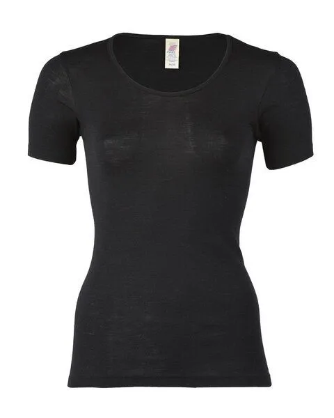 Engel Engel Natur Damen-Shirt Kurzarm Schurwolle Seide, Schwarz, – Produktbild 1 von 1