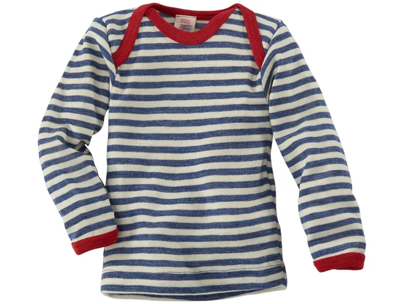 Engel natur Engel Natur Baby Schlupfhemd Langarm Bio-Merinowolle blau-geringelt Gr.98/104, Blau, – Produktbild 1 von 2