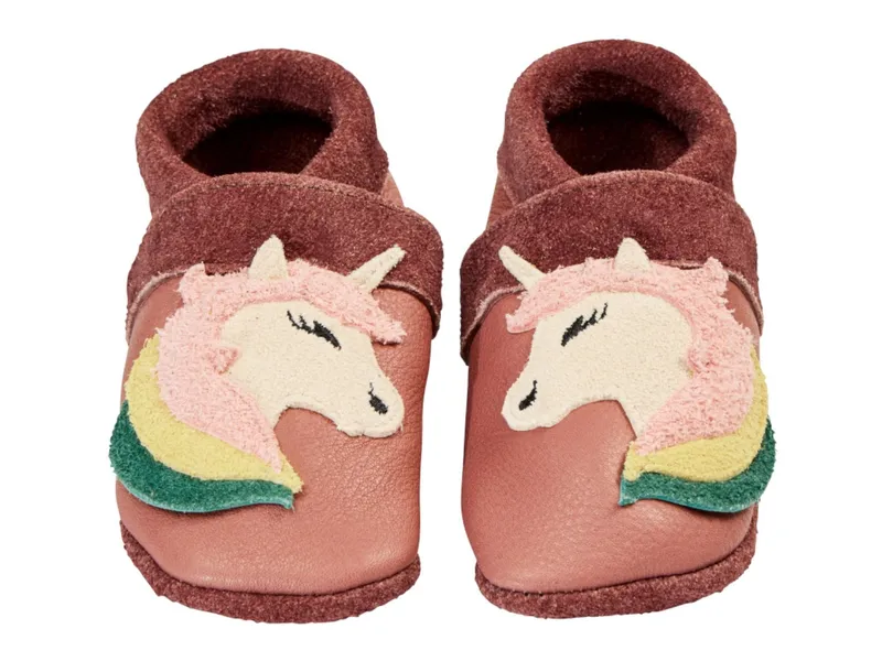 Pantolinos Pantolinos Baby und Kinder Hausschuhe Krabbelschuhe Ecopell Leder Einhorn, Lila, – Produktbild 1 von 2