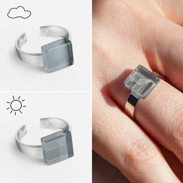 ALEXASCHA ALEXASCHA Geometrischer Ring aus Glas, mini, Graphitgrau, – Produktbild 3 von 4