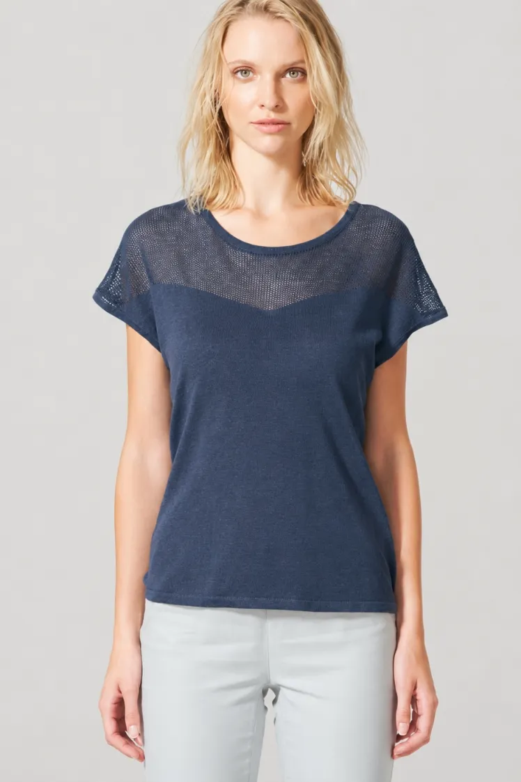HempAge Hempage Damen vegan Top Mesh Wintersky Blau, Blau, – Produktbild 1 von 2