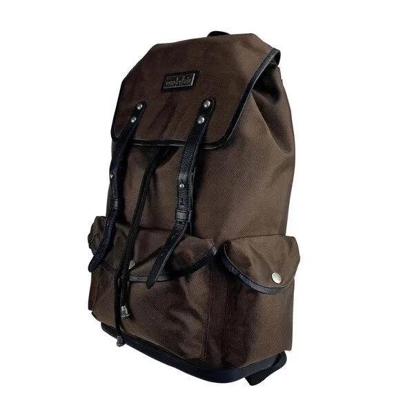 manbefair manbefair Rucksack Vienna aus recyceltem Nylon Gewebe und Rinds-Leder, Braun, – Produktbild 4 von 4