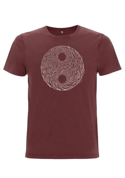 Life-Tree Life-Tree Organic Fairwear Shirt Men Stone Washed YinYang, Rot, – Produktbild 4 von 5