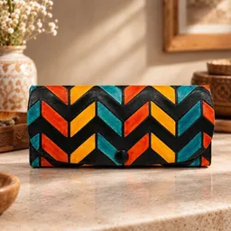 Janselo Nomad Lines Design Shanti-Leder-Brillenetui – Produktbild 1 von 1