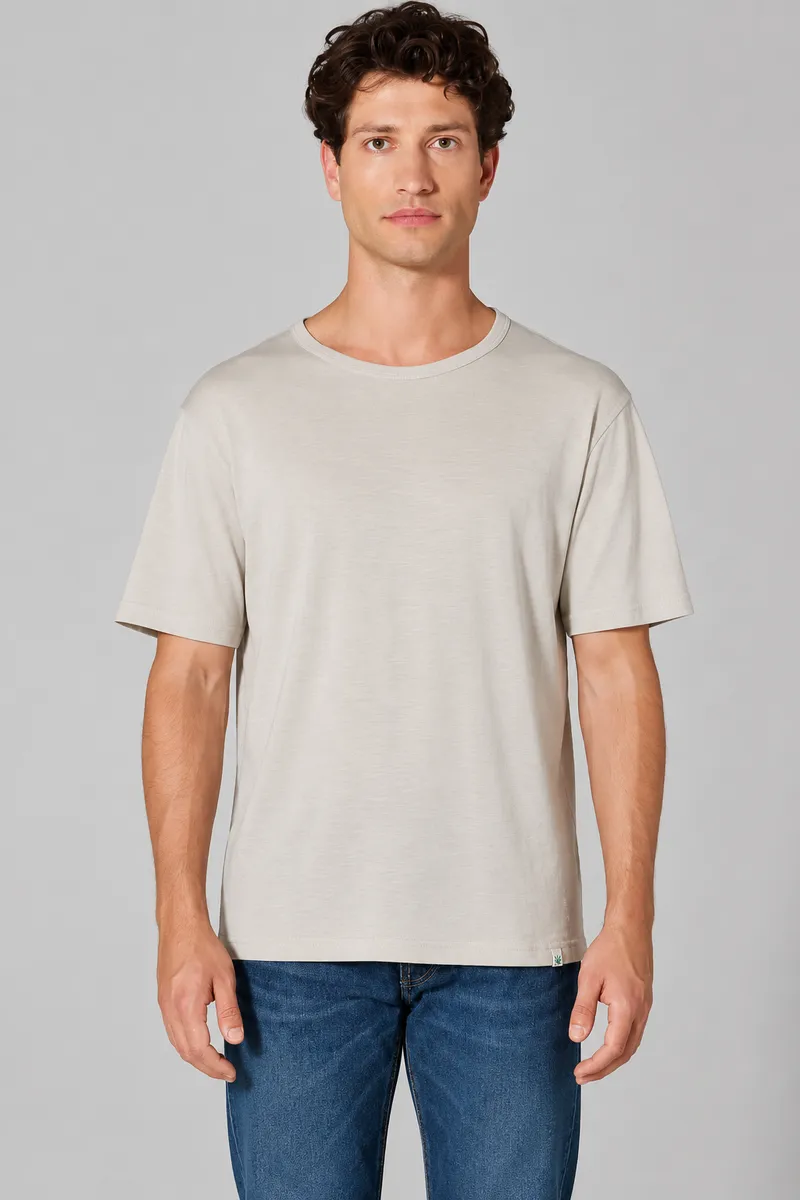 HempAge Hempage Herren vegan T-Shirt Aus Slub-Jersey Distel Beige, Beige, – Produktbild 2 von 2