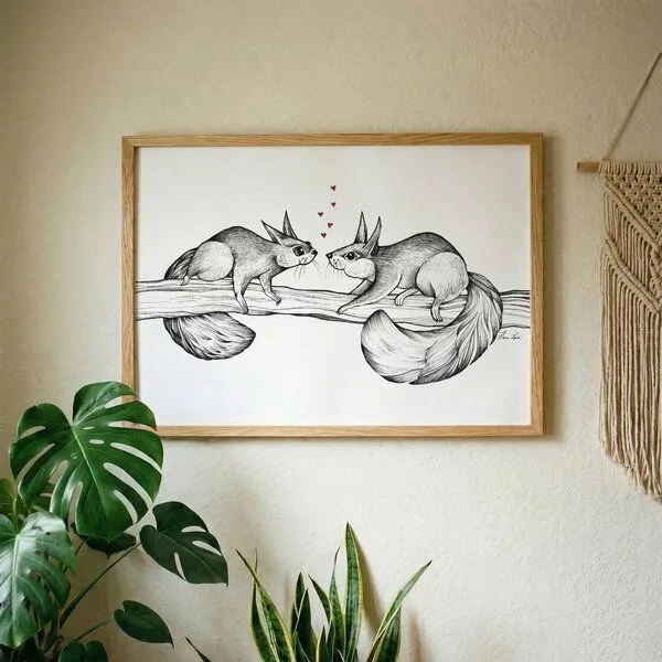 LIGARTI Kunstdruck »Zwei Hörnchen« von LIGARTI | A4, A3 oder A2 | Wandbild | Poster | Kunst – Produktbild 2 von 3