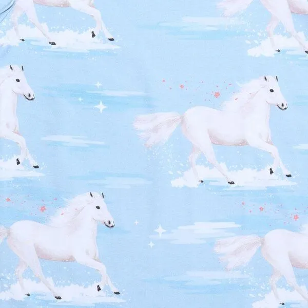 Walkiddy Walkiddy Leggings Hellblau Weiße Pferde-Allover Bio-Baumwolle GOTS – Produktbild 2 von 2