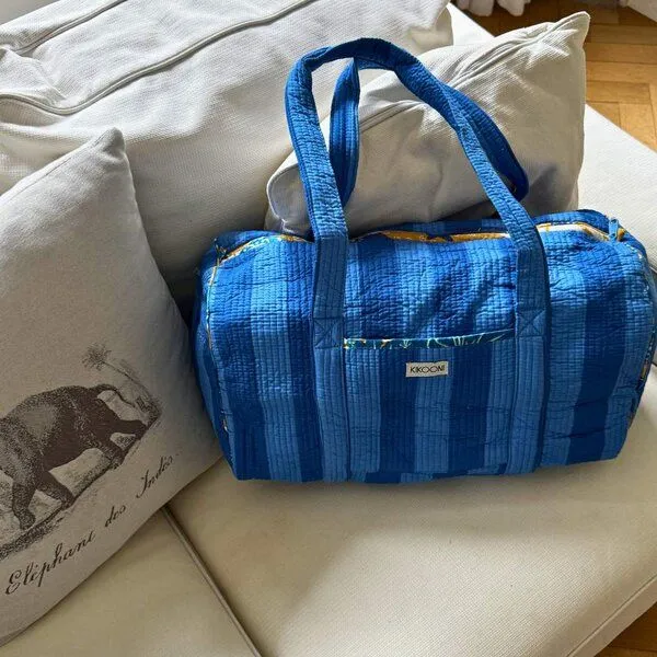 KIKOONI KIKOONI handgefertigte große Baumwolltasche "K. Shopper", Bold stripes blue, – Produktbild 3 von 4
