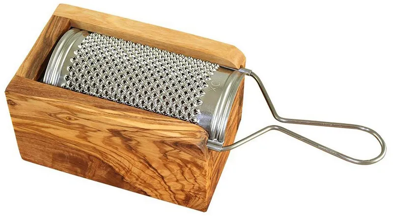 Olivenholz erleben Olivenholz erleben Käsereibe für Hartkäse und Muskat, aus Edelstahl mit Olivenholzbox, Edelstahl, Olivenholz, (Set, 2-St., Metallreibe Edelstahl mit Auffangbox aus Olivenholz), Metallreibe aus Edelstahl, Auffangbox aus Olivenholz, auch für Muskat, Beige, – Produktbild 2 von 5