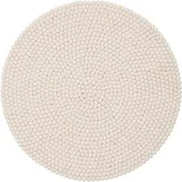 myfelt myfelt Filzkugelteppich rund, 100% Schurwolle, Naturweiß (linéa), – Produktbild 1 von 1