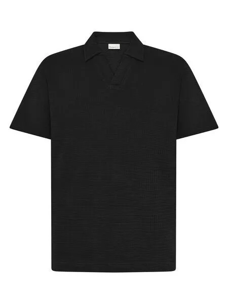 KnowledgeCotton Apparel KnowledgeCotton Apparel Lockeres Poloshirt mit Waffelstruktur aus Bio-Baumwolle, Schwarz-black-jet, – Produktbild 1 von 3